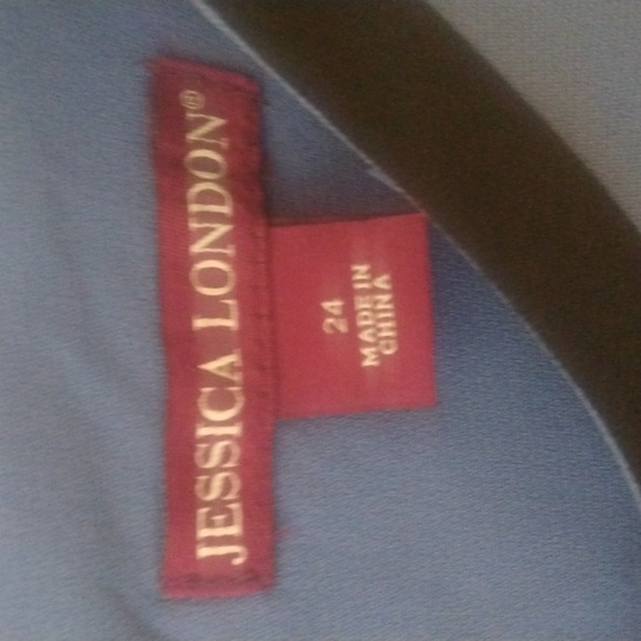 Size 24. Beautiful blue sleeveless dress trimmed in black.  Jessica London - Picture 4 of 5